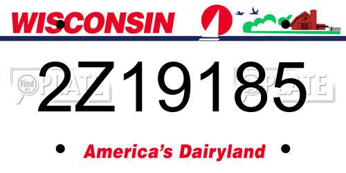 2Z19185 Wisconsin License Plate
