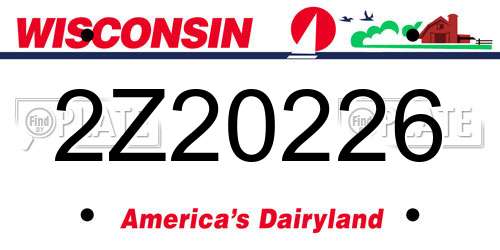 2Z20226 Wisconsin License Plate