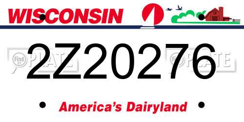 2Z20276 Wisconsin License Plate