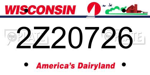 2Z20726 Wisconsin License Plate