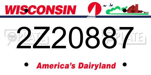 2Z20887 Wisconsin License Plate