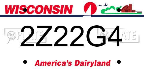 2Z22G4 Wisconsin License Plate