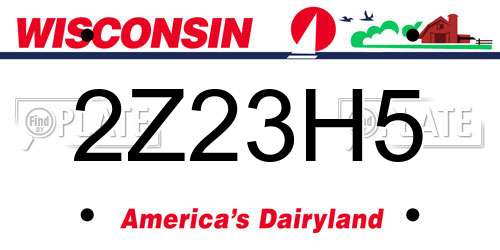 2Z23H5 Wisconsin License Plate