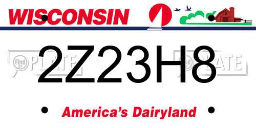 2Z23H8 Wisconsin License Plate