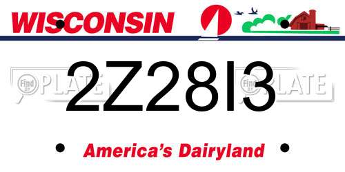 2Z28I3 Wisconsin License Plate