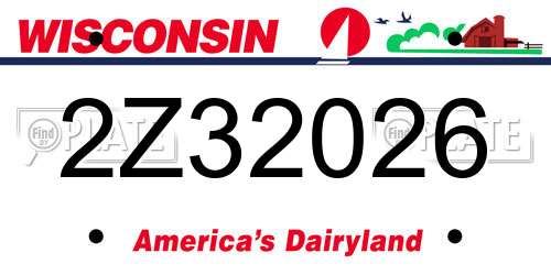 2Z32026 Wisconsin License Plate