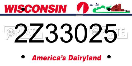 2Z33025 Wisconsin License Plate