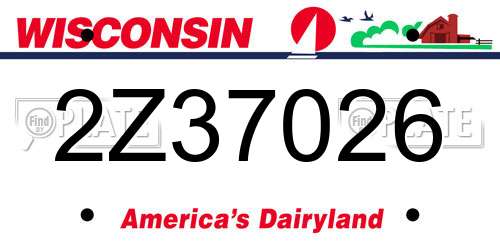 2Z37026 Wisconsin License Plate