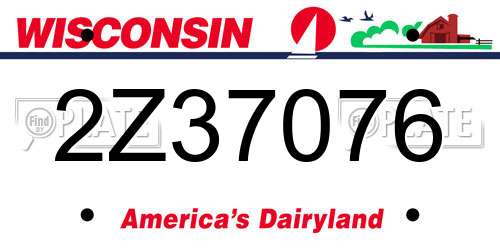 2Z37076 Wisconsin License Plate