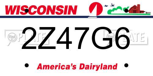 2Z47G6 Wisconsin License Plate