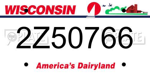 2Z50766 Wisconsin License Plate