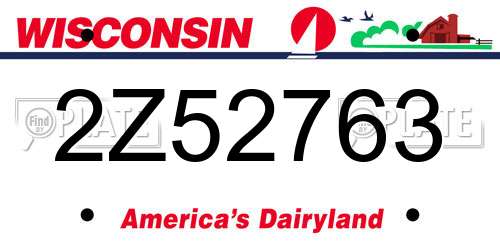 2Z52763 Wisconsin License Plate