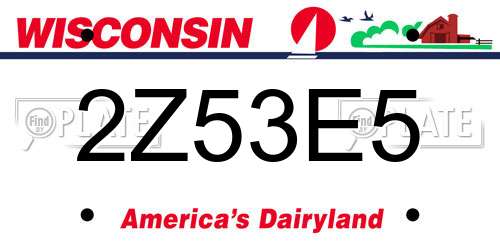 2Z53E5 Wisconsin License Plate