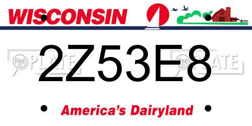 2Z53E8 Wisconsin License Plate