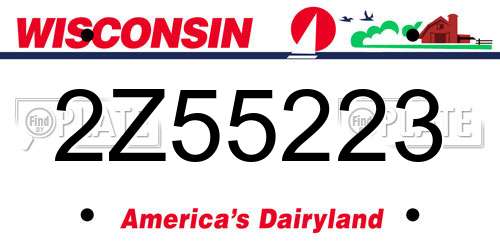 2Z55223 Wisconsin License Plate