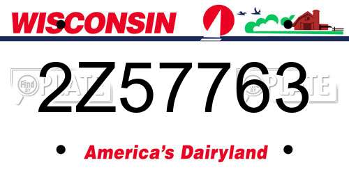 2Z57763 Wisconsin License Plate