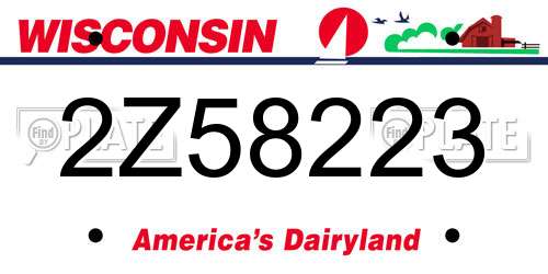 2Z58223 Wisconsin License Plate