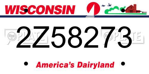 2Z58273 Wisconsin License Plate