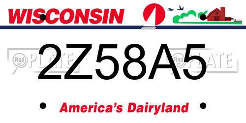 2Z58A5 Wisconsin License Plate