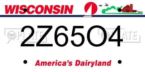 2Z65O4 Wisconsin License Plate