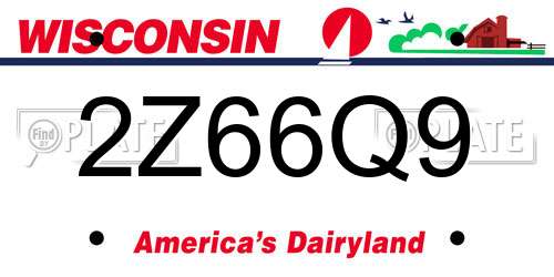 2Z66Q9 Wisconsin License Plate