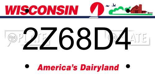 2Z68D4 Wisconsin License Plate