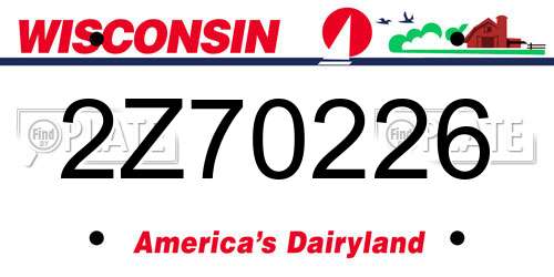 2Z70226 Wisconsin License Plate