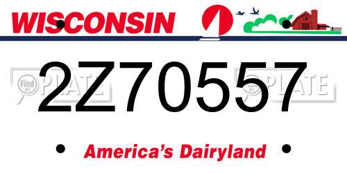 2Z70557 Wisconsin License Plate