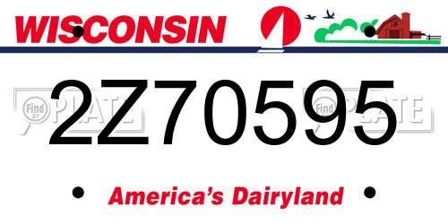 2Z70595 Wisconsin License Plate
