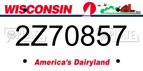 2Z70857 Wisconsin License Plate