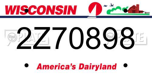 2Z70898 Wisconsin License Plate