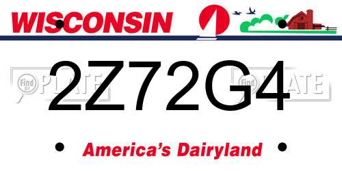 2Z72G4 Wisconsin License Plate