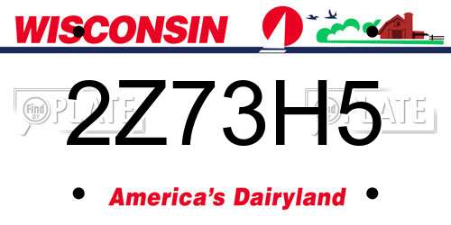 2Z73H5 Wisconsin License Plate