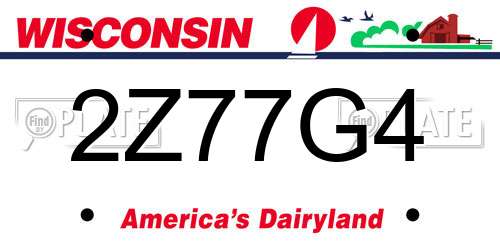 2Z77G4 Wisconsin License Plate