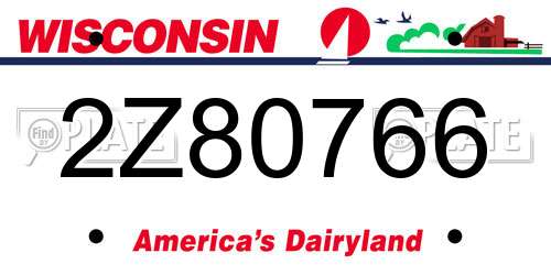 2Z80766 Wisconsin License Plate