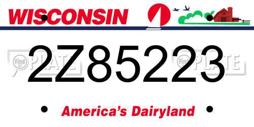 2Z85223 Wisconsin License Plate