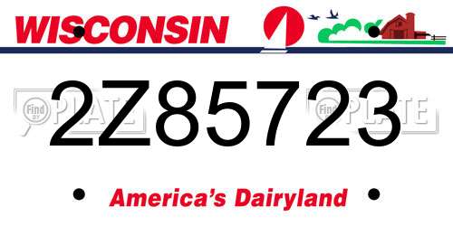 2Z85723 Wisconsin License Plate