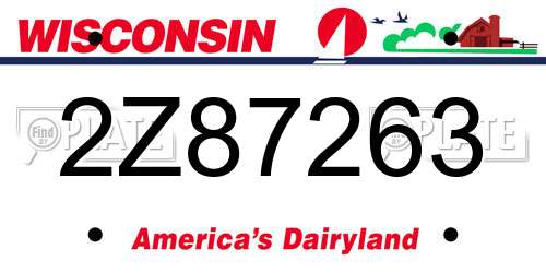 2Z87263 Wisconsin License Plate