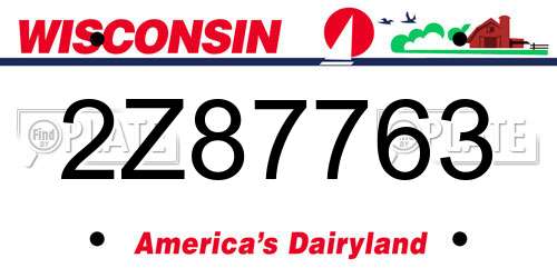 2Z87763 Wisconsin License Plate