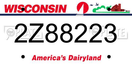 2Z88223 Wisconsin License Plate
