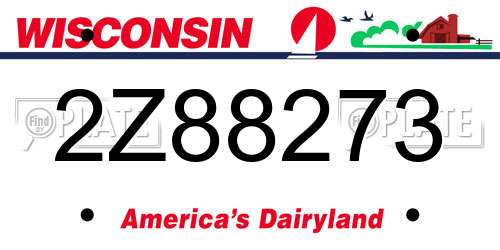 2Z88273 Wisconsin License Plate