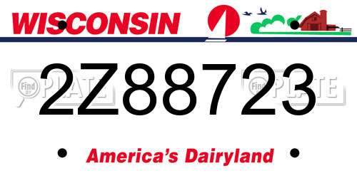 2Z88723 Wisconsin License Plate