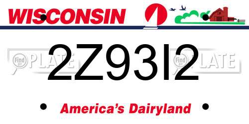 2Z93I2 Wisconsin License Plate