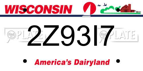 2Z93I7 Wisconsin License Plate
