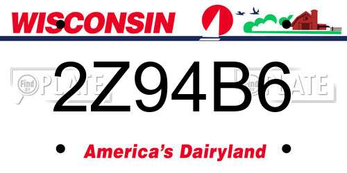 2Z94B6 Wisconsin License Plate