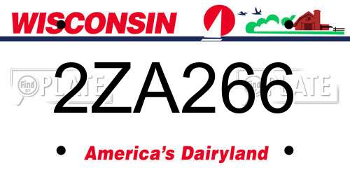 2ZA266 Wisconsin License Plate