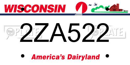 2ZA522 Wisconsin License Plate