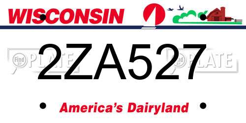 2ZA527 Wisconsin License Plate
