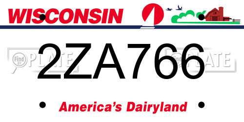 2ZA766 Wisconsin License Plate