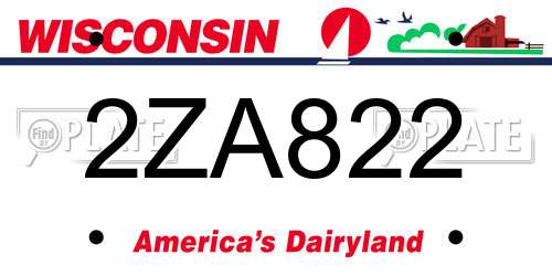 2ZA822 Wisconsin License Plate